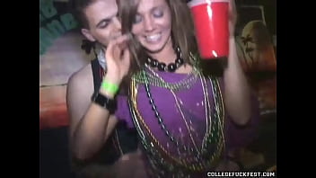 Mardi gras coed whore banging first-timer cock