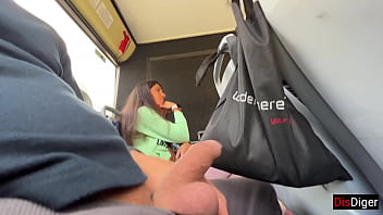 A stranger nymph drained off and deep throated my cock in a public bus utter of people
