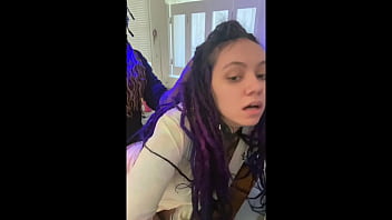 Hooded stud arches over latina spanish dreadhead and breeds her in kitchen doggie