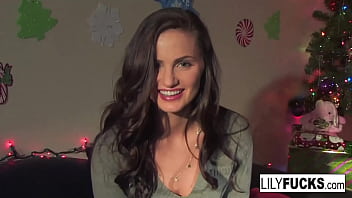 Lily tells us her insatiable Christmas fantasies before satisfying herself in both crevasses